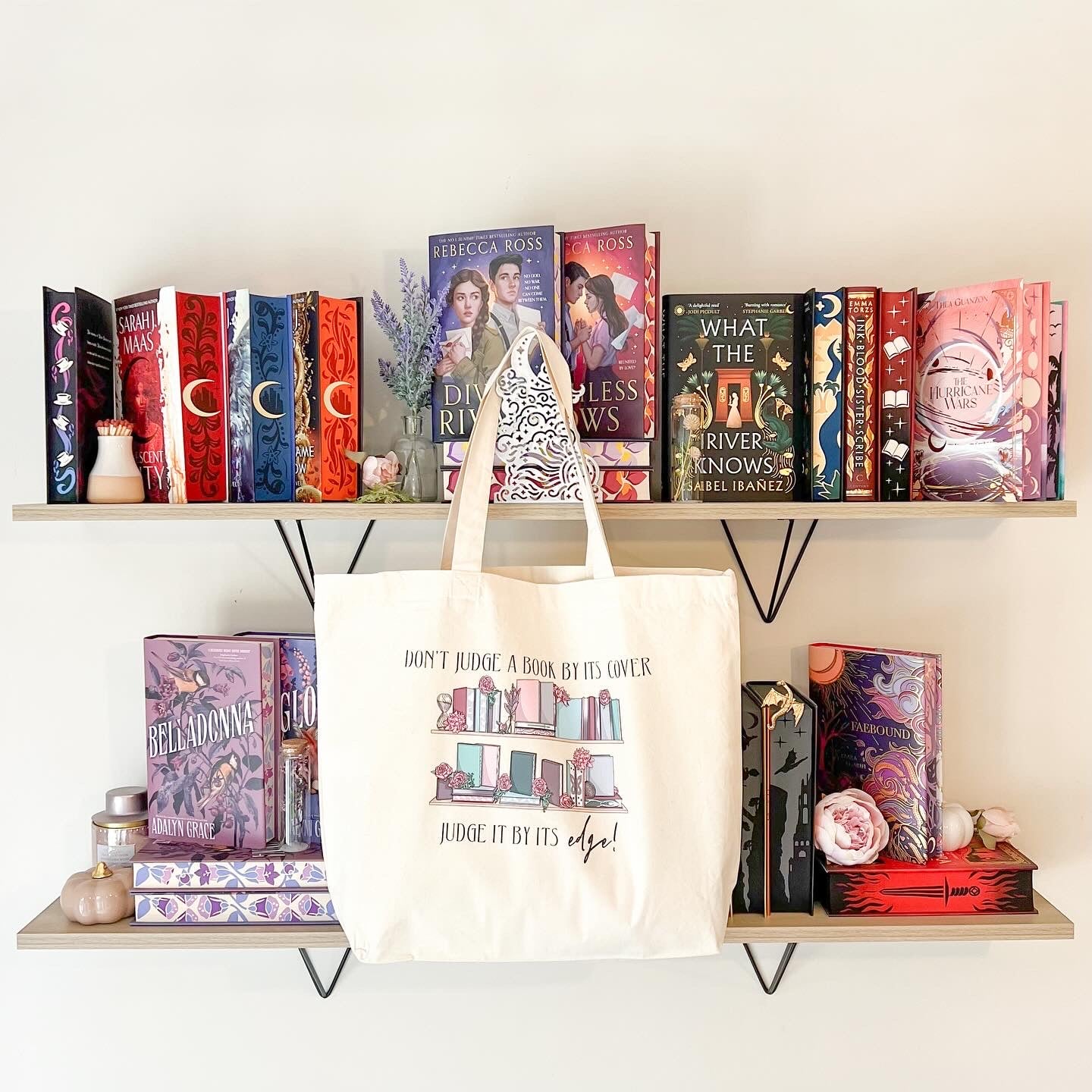 ‘Judge a book by its edge’ large 100% cotton tote bag